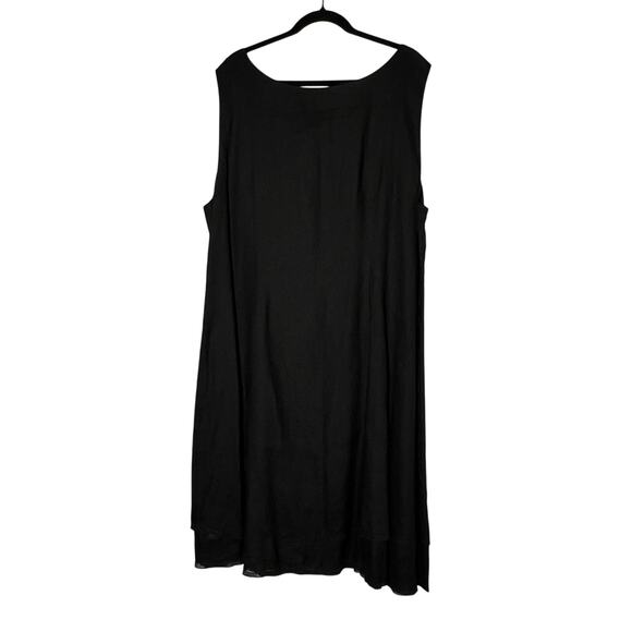 Eileen Fisher Woman Irish Linen Shift Midi Dress Black Size 3X Sleeveless - Picture 3 of 9